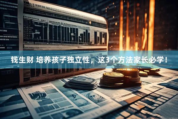 钱生财 培养孩子独立性，这3个方法家长必学！