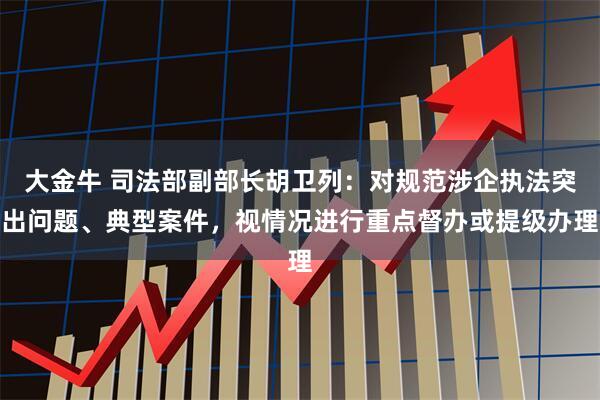 大金牛 司法部副部长胡卫列：对规范涉企执法突出问题、典型案件，视情况进行重点督办或提级办理
