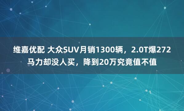 维嘉优配 大众SUV月销1300辆，2.0T爆272马力却没人买，降到20万究竟值不值