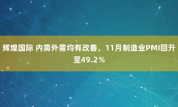 辉煌国际 内需外需均有改善，11月制造业PMI回升至49.2％