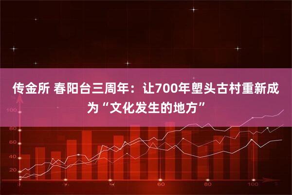 传金所 春阳台三周年：让700年塱头古村重新成为“文化发生的地方”